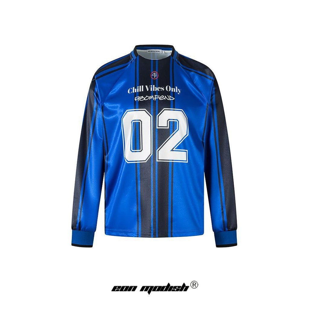 Men's Loose Color Block Printed Jersey Long Sleeve T-Shirt