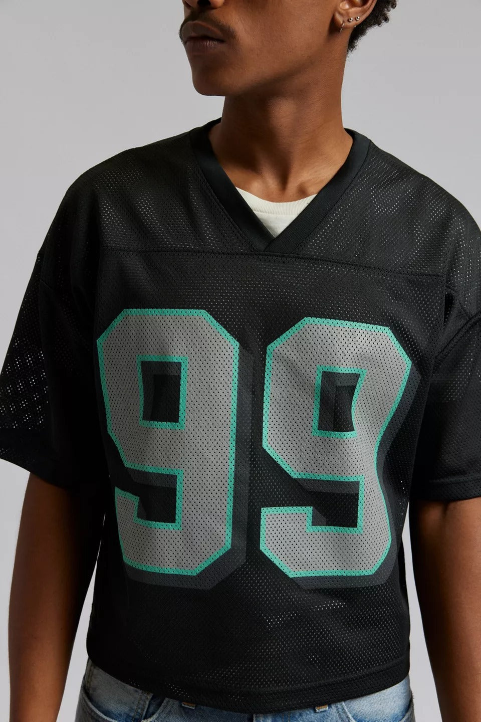 Retro Jersey Short Sleeve Men's Digital Print Street Sports Style T-Shirt Hollow Loose Top T-Shirt